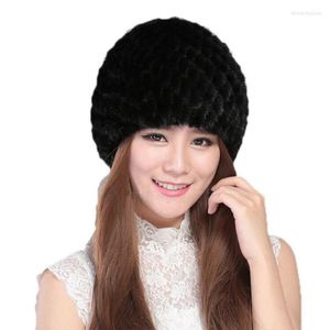 Berets CHEWIES Winter Real Hat Caps Women Beanies Fashion Knitted Fur Factory Outlet Spring Summer Autumn 8.12
