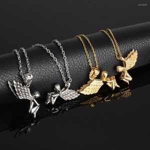 Pendant Necklaces Tiny Angel Baby Necklace Charm Gold Color Cuban Chain 316L Stainless Steel Fashion Jewelry Birthday Gifts Women/Men