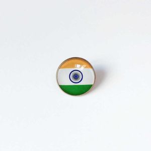 Partys Indian National Flag Broche Copa do Mundo Broche de Broche de Broche de High Classe Decora￧￣o de Banquetes Crist￣o de Metal Comemorativo de Cristal