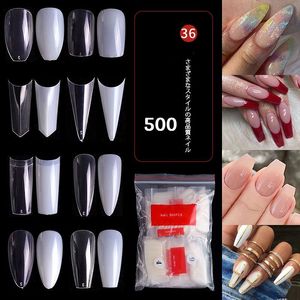 False Nails 500st Pro White Clear V Straight Round End Full/Half Acrylic Ballet Coffin French Nail Tips Fake Toenail Tip Manicure