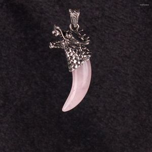 Anhänger Halsketten Antik Silber Überzogene Männer Drachen Machete Quarz Chakra Edelstein Stein Heilung Mond Reiki Für DIY Herstellung Charme Schmuck