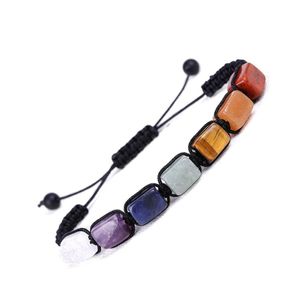 Charm Armband Rec Natural Stone Seven Chakras Armband Fashion Fl￤tad Buddha -p￤rla f￶r m￤n Kvinnor Syckel Drop Delivery DHJS5