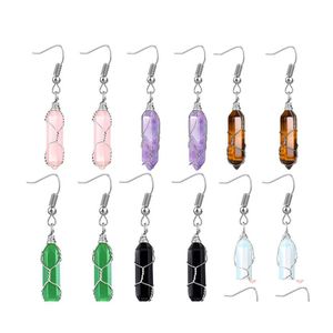 Lustre de lustre natural, lustre natural, fios de arame colorido de arame de arame hexagonal de brincos turquesas de rosa opala para mulheres judeu dhyqh