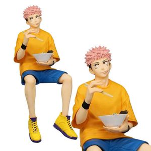 Anime Manga Genuine Japan Anime Jujutsu Kaisen Figure Kawaii Itadori Yuji Gojo Satoru Seated Noodle Stopper Cute Model PVC Toys Hot DollJ230215