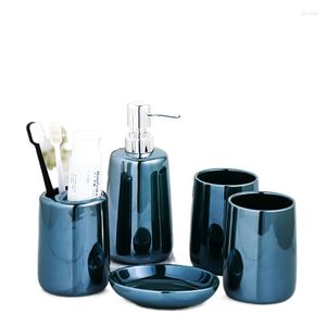 Bath Accessory Set Bathroom Five-piece Soap Dish Mouthwash Cup Toothbrush Lotion Bottle Home El Toiletries