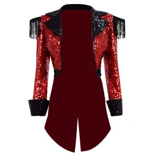 Men's Suits Blazers CosDaddy Costume Main Show Red Circus Jacket Steam Woman's shirt 230216