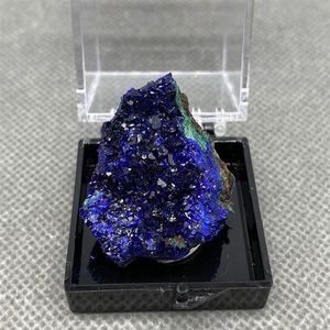Andra 100% naturliga vackra azuriter och malachitiska symbiotiska mineralprov Kristallstenar Kristaller Healing Box35mm210a