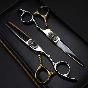 Hair Scissors Professional Japão Japão 440c Aço 6 polegadas Cabeça de touros Caixa de tesoura Corte de barbeiro Devador de barbeiro tesouras tesouras de cabeleireiro 230215
