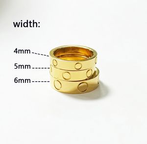 4mm 5mm 6mm Titanium Steel Alloy Silver Love Ring Mens Womens Rose Gold Fashion Screw Smyckedesigner Luxury Par Wedding Promise Rings Gift Size 5-11 Hög kvalitet