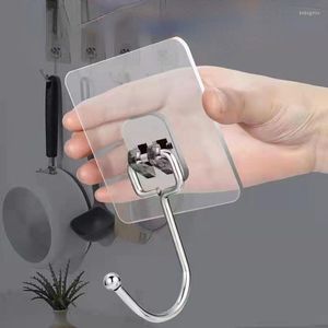 Hooks 5pc Large Transparent Stainless Steel Strong Self Adhesive Key Storage Hanger For Kitchen Bathroom Door Wall MultiFunction