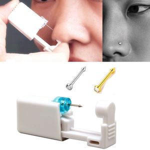 Nose Rings Studs 2 Pcs Disposable Safe Sterile Piercing Unit For Nose Studs Piercing Gun Piercer Tool Machine Kit Body Jewelry
