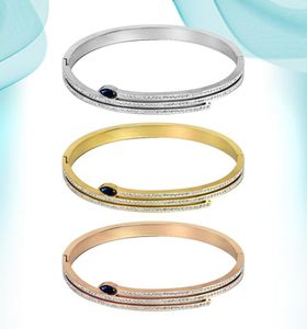Creative Blue Eye Snake Titanium Steel Bangle Exquisy Mape for Women Indian Fashion Jewelry Hands Accessoires Trendy Charm 1258377