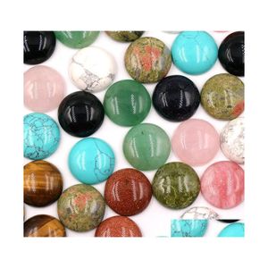 Stone 20Mm Mini Round Natural Carving Cabochon Crystal Polishing Gem Healing Jewelry Diy Acc Drop Delivery Dhf86