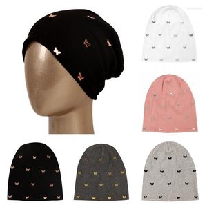 Gorro Feanie/crânio Caps Mulheres Acessórios de borboleta de cor sólida de cor mole