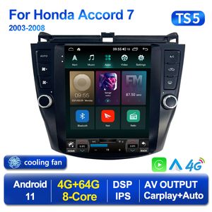 CAR DVD Radio Video 2 Player Android 11 dla stylu Tesli dla Honda Accord 7 2003-2008 Multimedia GPS 2DIN CARPLAY STEREO