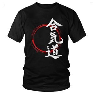 Erkek Tişörtleri T-Shirt Kanji Aikido Gömlek Erkekler Klasik Gündelik Yumuşak Kısa Knolu Yuvarlak Yuvarlak Boyun Hediye Tee Bir dövüş sanatları için Tshirt