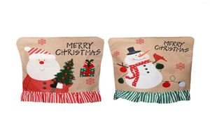 Stol täcker julduk täcker jultomten slipper tvättbar Xmas dekoration för el matsal semester kök8468515