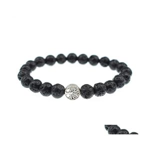 Charm Armband 8mm Lava Stone Armband av eterisk olja per diffusorstr￤ng f￶r kvinnor M￤n smycken Drop Delivery Dhszw