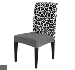 Campa a cadeira de cadeira de textura de leopardo em preto e branco Capa para refeições spandex de sede esticado de decoração de decoração de decoração de decoração