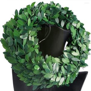 装飾的な花7.5mシルクガーランドグリーンリーフアイアンワイヤー人工花rattan for wedding car decoration diy wreath b7y7