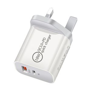 PD 20W Cell Phone Chargers USB Chargers Type C Fast Charging For iPhone EU UK US Plug USB Charger With QC 3.0