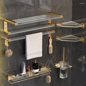 Bath Accessory Set Gold Accessories Wall Mounted Towel Holder Rack Bathroom Hardware Bar Toilet Brush Hooks Tissue Shelf