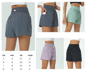 LL-9017 Yogakläder för kvinnor Korta byxor Sport Löpning Gymshorts Dam Fritidskläder Vuxen Sportkläder Flickor Träningstränare Träningskläder Förhindra garderob