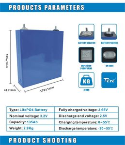 4PCS 3.2V 135AH LifePo4 Rechargeable Battery Deep Cycle 100% Full Capacity DIY 12V 24V Small Power Reserve Balance Cell TAX FREE