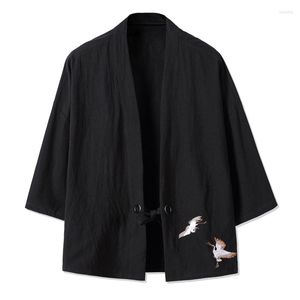Herrjackor japanska stil Menns Loose Classic Cosplay Costume Streetwear Vintage Blouse Cardigan Haori Kimono Top Coats