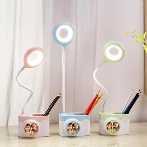 Lâmpadas de mesa Lâmpada de câmera LED com suporte de caneta porta USB porto de carregamento sem eletrodos sem eletrodo Mesa