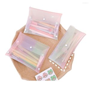 Cosmetic Bags Colorful Transparent Bag Pvc Makeup Brush Pouch For Women Girls Organizer Cute Students Sequins Jelly Beauty Pen Case