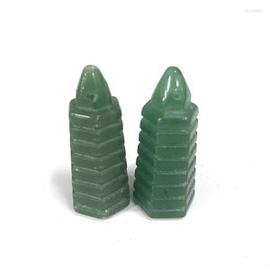 Decorative Figurines Green Aventurine Natural Healing Crystal Tower Pandent Hand Carving Nice Design For Gifts And Clothing Decor MY