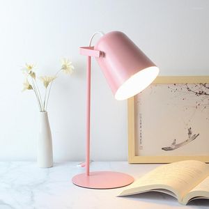 Bordslampor rosa studie skrivbordslampa kaffelätt design för sovrum bok läsning dator rum dekor estetisk belysning hem dekoration