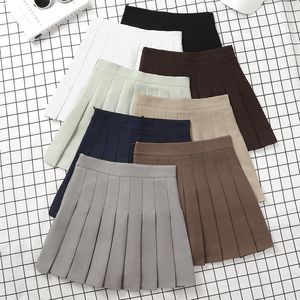 Skirts Brown Skirt Ladies Summer Clothes Women's High Waist Harajuku Korean Style Black Mini Pleated Skirt For School Girl Uniform 230215