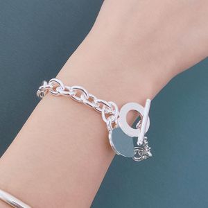 Top Love Bracciale a catena in argento per braccialetti firmati da donna Link di gioielli di moda in argento placcatoA