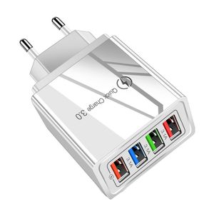 QC3.0 Cell Phone Chargers 4USB Current Stable 5V 3A Multi-port PD Wall Charger Quick Charging