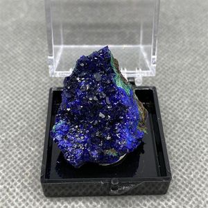 Andra 100% naturliga vackra azuriter och malachitiska symbiotiska mineralprov Kristallstenar Kristaller Healing Box35mm321Z