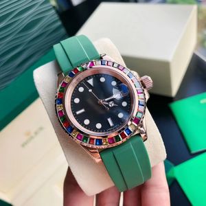 Orijinal Erkek ve Kadınlar Saati Otomatik Mekanik İzleme 40mm İş Saat Kılıfı Diamond Watch Şeker Bean Renk Elmas Montre De Luxe