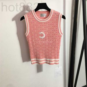 Women's T-shirt Designer Slim Tee Knits Tops with Letter Pattern Girls Milan Runway Crop Top Shirt High End Crew Neck Sleeveless O6W2