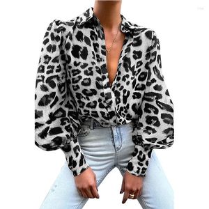 Women's Blouses 2023 Spring Lapel Women Shirt Single Breasted Casual Fashion Leopard Print Woman Shirts Female Top