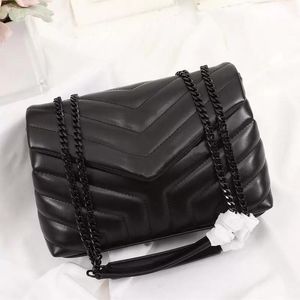 Najwyższej jakości luksusowe modne torby LOULOU kobiety projektant czarna skórzana torba na ramię o dużej pojemności z łańcuszkiem pikowana torebka kurierska torebka portfele na zakupy