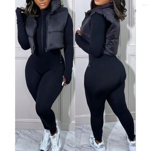 Women's Jackets Autumn Women Plain Zip Up Quilted Gilet Puffer Coat 2023 Femme Casual Sleeveless Jacket Lady Stand Collar Outfits Clothing