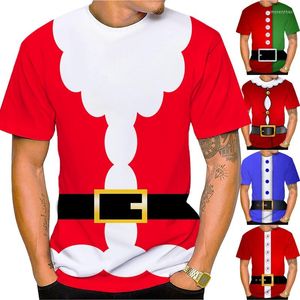 Erkek Tişörtleri Erkek Tişörtleri 3D Noel Baba Baskı Gündelik Moda Serin Kısa Kollu Mutlu Noeller Komik UNISEX TOP XXS-6XL