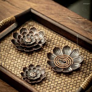 Depolama şişeleri tütsü brülör reflü çubuğu ev Budizm dekorasyon bobin sansür lotus çiçek şekli bronz bakır zen Budd tutucu