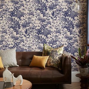 Duvar Kağıtları Mürekkep Gül Kendi Kendinden Yapışkan Duvar Kağıdı Mavi Suluboya Çiçek Çıkarılabilir Kabık ve Yatak Odası Dolabı Duvar Süslemeleri