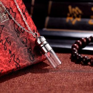 Pendant Necklaces 1PC Stainless Steel Vial Prayer Box Necklace Hollow Tube Keepsake Jewelry Ashes Cremation