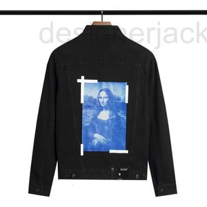 Herrjackor designer denimjacka Mona Lisa tryckt Jean Hip Hop New 2022 Spring Autumn Plagment Washed Women High Street Coats