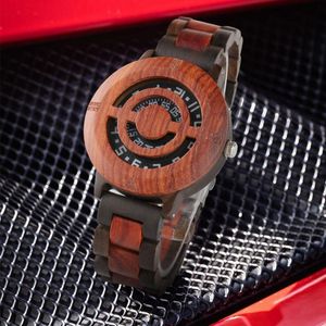 Armbandsur kreativa skivspelare design ihålig skelett träklocka retro full justerbara herrsportklockor vintage reloj hombre