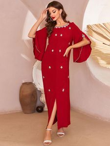Etniska klädfest Abaya Arabiska kväll Long Dress Women Elegant Marockan Hand Sew Caftan Dubai Saudi Jalabiya Muslim Bankett Gown Kaftan