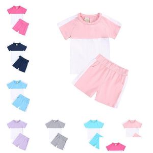 Clothing Sets Kids Tales For Children Tracksuits Contrast Color Shorts Girls Clothes Boys Born Toddler Outfits Drop Delivery Baby Mat Dhika